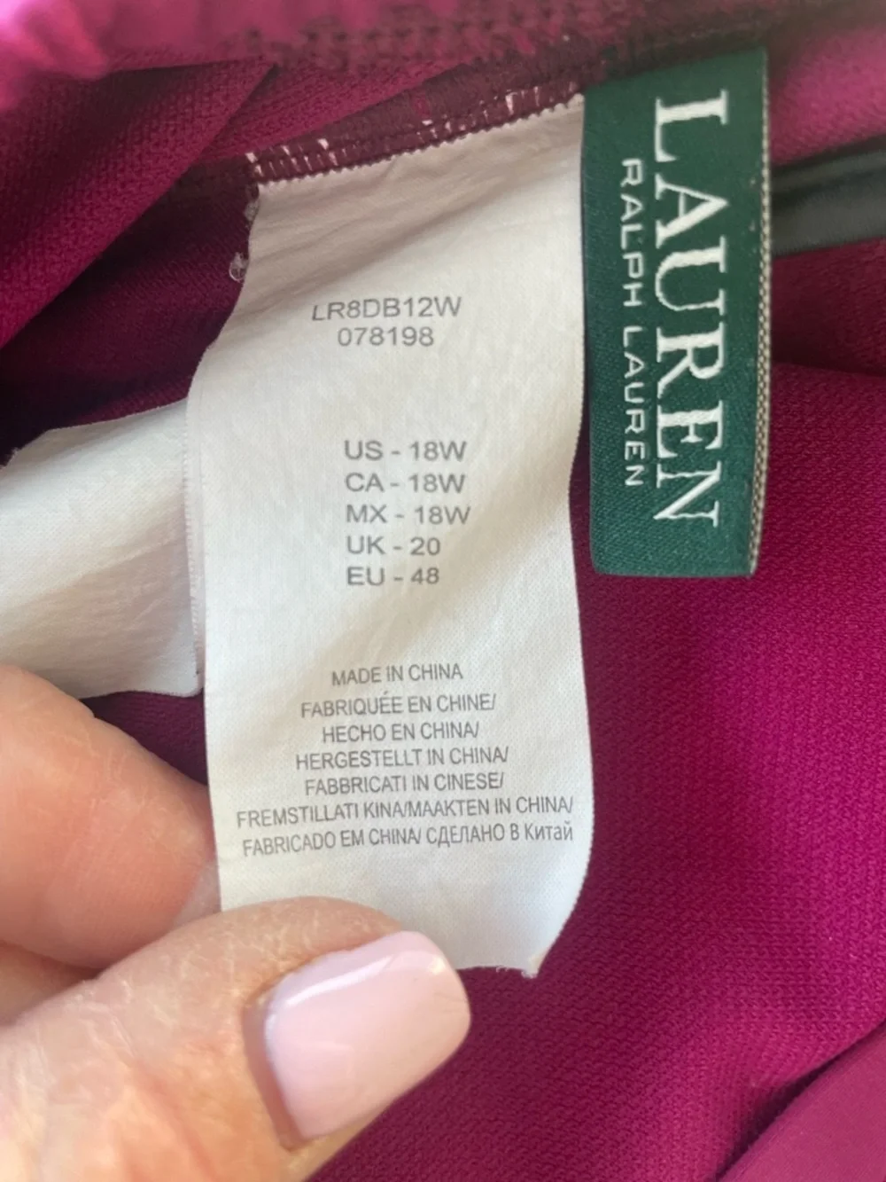Ralph Lauren ORCHID Plus Size Underwire Tummy Control Swimdress Adjustable; 18W